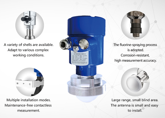 Good price 80GHz Radar seviyesi İletici işlem sıcaklığı -40~+260°C ve işlem basıncı -0.1~2.0MPa ve işlem bağlantısı iplik kenarları IP67 ile klemler çevrimiçi