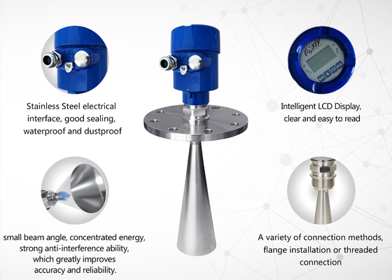 Good price 26GHz Radar Seviye Meter Radar Seviye Göndericisi sıcaklık, basınç ve hafif koroziv sıvı için çok uygundur çevrimiçi
